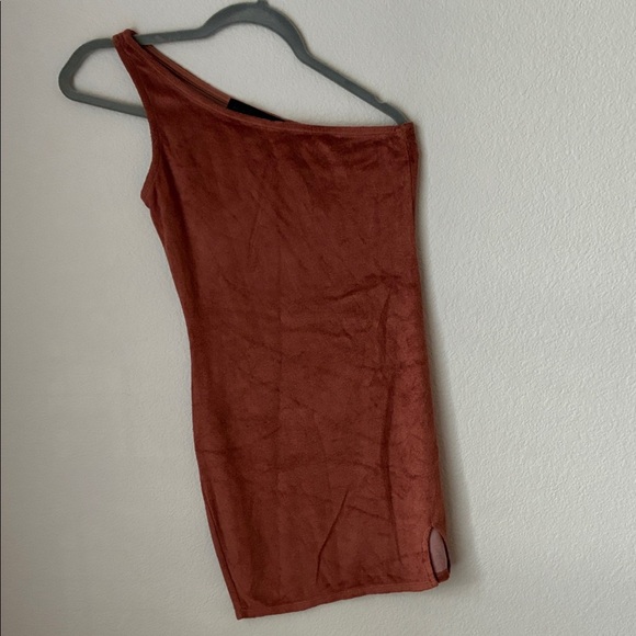 House of Harlow 1960 Orange Ribbed Asymmetrical Cocktail Dress - Picture 1 of 3
